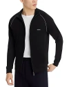 Hugo Boss Mix & Match Cotton Blend Full Zip Jacket In Black