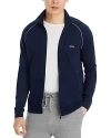 Hugo Boss Mix & Match Cotton Blend Full Zip Jacket In Dark Blue