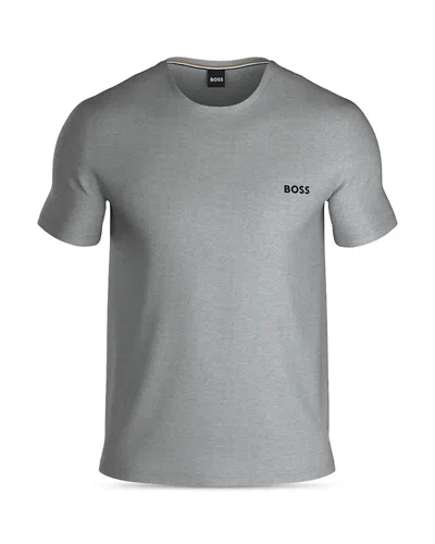 Hugo Boss Mens Boss Logo-embroidered Regular-fit Stretch-cotton T-shirt In Gray