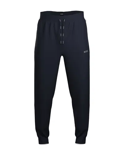 Hugo Boss Mix & Match Cotton Blend Logo Print Joggers Regular Fit In Blu