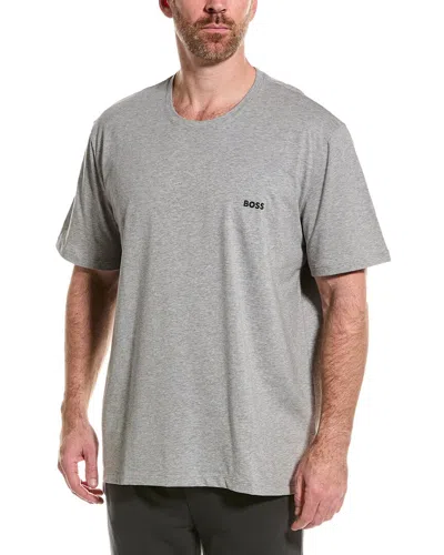 Hugo Boss Mens Boss Logo-embroidered Regular-fit Stretch-cotton T-shirt In Gray