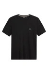 Hugo Boss Tee Mens Stretch Cotton T-shirt With Contrast Logo Nos In Black
