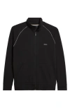 Hugo Boss Mix & Match Cotton Blend Full Zip Jacket In Black