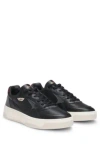 Hugo Boss Mixed-leather Trainers With Layered Upper In Black
