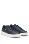 Hugo Boss Mixed-leather Trainers With Layered Upper In Dark Blue
