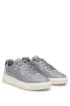 Hugo Boss Mixed-leather Trainers With Layered Upper In Grey