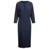 Hugo Boss Mixed-material Dress With Button-tab Waist In Blue