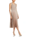 HUGO BOSS MIXED MATERIAL DRESS WITH PLISSE SKIRT