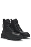 Hugo Boss Mixed-material Half Boots With Carabiner Hook In Black