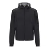 Hugo Boss Mixed-material Hooded Jacket With Patterned Trims In Grey