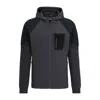 Hugo Boss Mixed-material Hooded Jacket With Signature Pocket In Grey