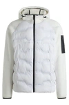 Hugo Boss Mixed-material Jacket With Quilted Front In White