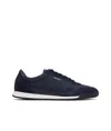 Hugo Boss Navy Mixed-material Lace-up Sneakers In Navy Blue