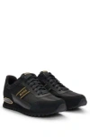 Hugo Boss Mixed-material Lace-up Trainers With Suede Trims In Black