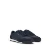 Hugo Boss Mixed-material Lace-up Trainers With Suede Trims In Blue