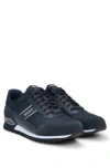 Hugo Boss Mixed-material Lace-up Trainers With Suede Trims In Dark Blue