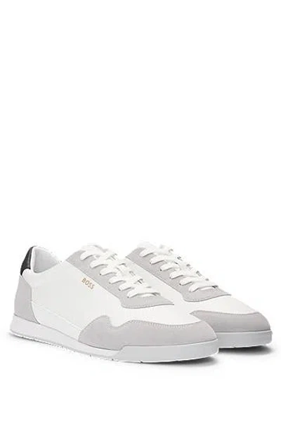 Hugo Boss Mixed-material Lace-up Trainers With Suede Trims In Multi