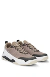 Hugo Boss Mixed-material Trainers With Anti-slip Sole In Brown