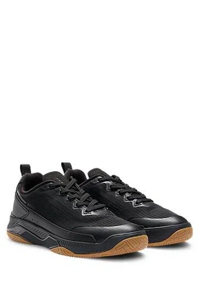 Hugo Boss Mixed-material Trainers With Anti-slip Sole In Black