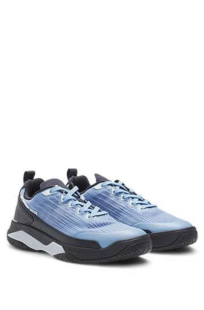 Hugo Boss Mixed-material Trainers With Anti-slip Sole In Blue