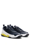 Hugo Boss Mixed-material Trainers With Anti-slip Sole In Blue