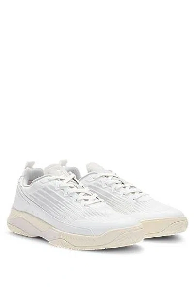Hugo Boss Mixed-material Trainers With Anti-slip Sole In Weiss