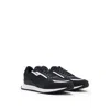 Hugo Boss Mixed-material Trainers With Branded Accents In Blue