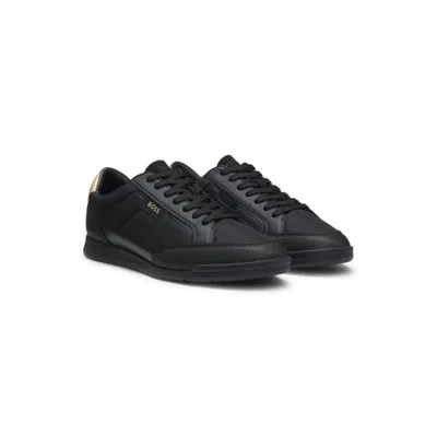 Hugo Boss Mixed-material Trainers With Contrast Back Tab In Black