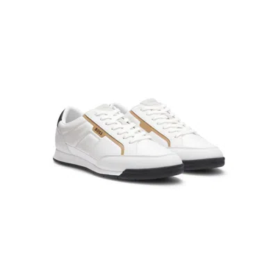 Hugo Boss Mixed-material Trainers With Contrast Back Tab In White