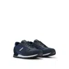 Hugo Boss Mixed-material Trainers With Faux-leather Trims In Blue