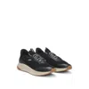 Hugo Boss Mixed-material Trainers With Fishbone Sole And Signature Accents In Black