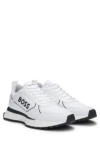 Hugo Boss Mixed-material Trainers With Large Side-panel Logo In White