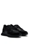 Hugo Boss Mixed-material Trainers With Mesh And Leather In Black
