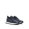 Hugo Boss Mixed-material Trainers With Mesh Details And Branding In Blue