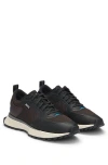 Hugo Boss Mixed-material Trainers With Mesh Details And Branding In Brown