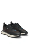 Hugo Boss Mixed-material Trainers With Mesh Details And Branding In Light Brown