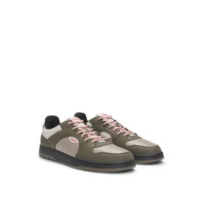 Hugo Boss Mixed-material Trainers With Ripstop And Faux Suede In Brown