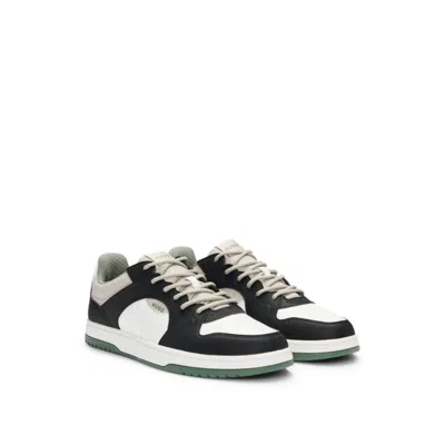 Hugo Boss Mixed-material Trainers With Ripstop And Faux Suede In Green