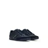 Hugo Boss Mixed-material Trainers With Suede And Faux Leather In Blue