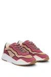 Hugo Boss Mixed-material Trainers With Suede And Faux Leather In Light Red