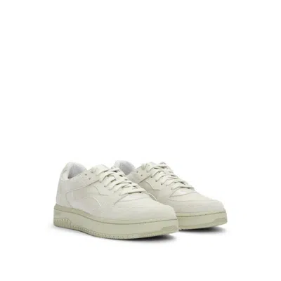Hugo Boss Mixed-material Trainers With Suede And Honeycomb Ripstop In Beige