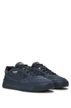 Hugo Boss Mixed-material Trainers With Suede And Leather In Dark Blue