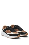 Hugo Boss Mixed-material Trainers With Suede And Mesh In Beige