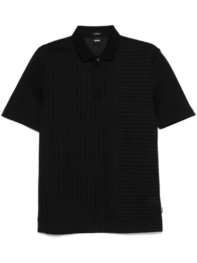 Hugo Boss Mixed-stripes Polo Shirt In Black