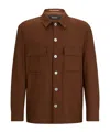 Hugo Boss Mélange-effect Shirt Jacket In Brown