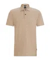 Hugo Boss Regular-fit Polo Shirt In Cotton And Linen In Beige