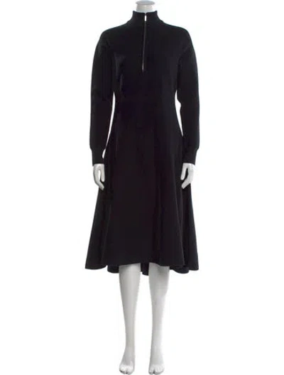 Pre-owned Hugo Boss Mock Neck Midi Length Dress In Black