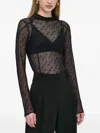 Hugo Boss Mock-neck Patterned Top In Black