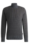 Hugo Boss Mock-neck Sweater In Cotton And Virgin Wool In Gray