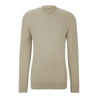 Hugo Boss Mock-neck Sweater In Knitted Silk In Multi